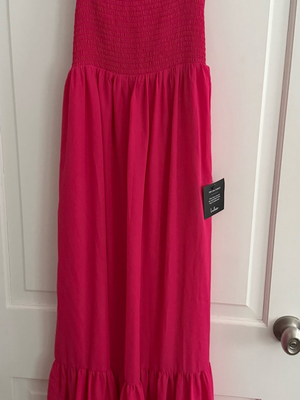 Lulu's Hot Pink Smocked Maxi Dress Brand New with Tags